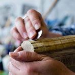 Heather Dewick at work in her studio at Yorkshire Art Space’ Persistence Works in Sheffield 2017 